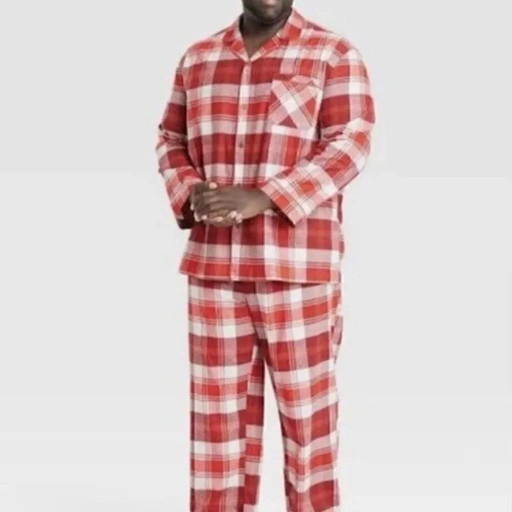 NWT Hearth and Hand with Magnolia Men's Size 3X Red Plaid 100% Cotton Pajamas
